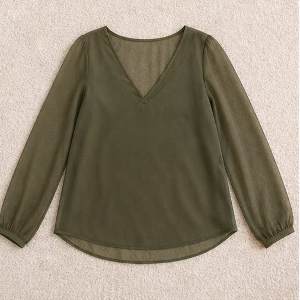 Olive Ruffle Blouse